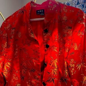 MSK Asian Style Blazer Metallic Threads Asian Print Large. Fits like a medium.